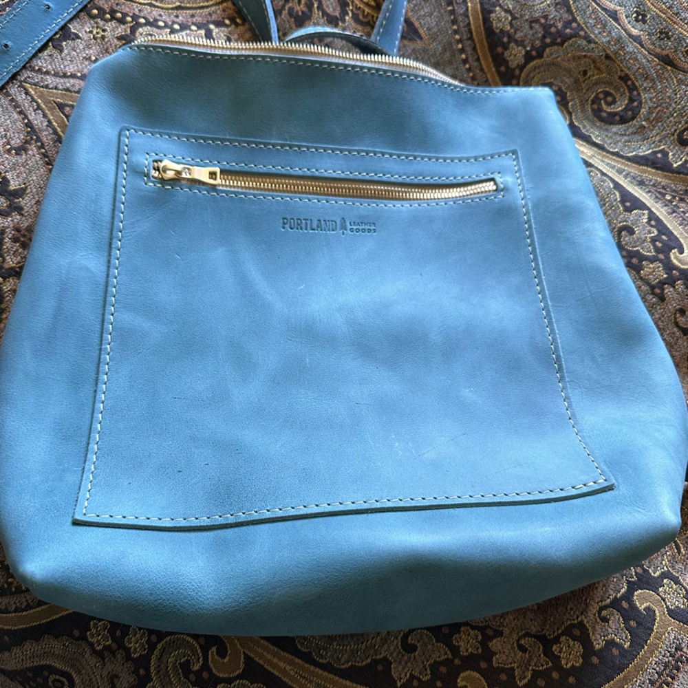 Portland Leather Goods tote backpack in Aqua. New